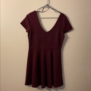 NEW Forever 21 Burgundy & Black Floral Short Dress Flowers Valentines - Large